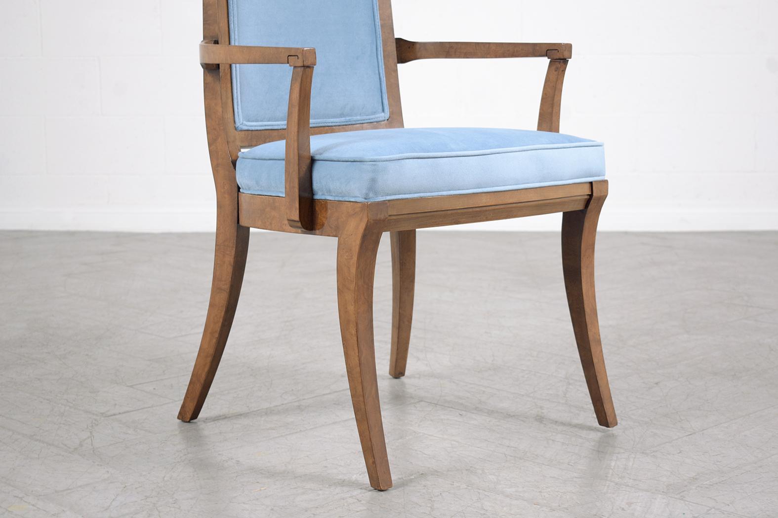 Restored Mid-Century Modern 1960s Mastercraft Solid Wood Dining Chairs Set For Sale 1