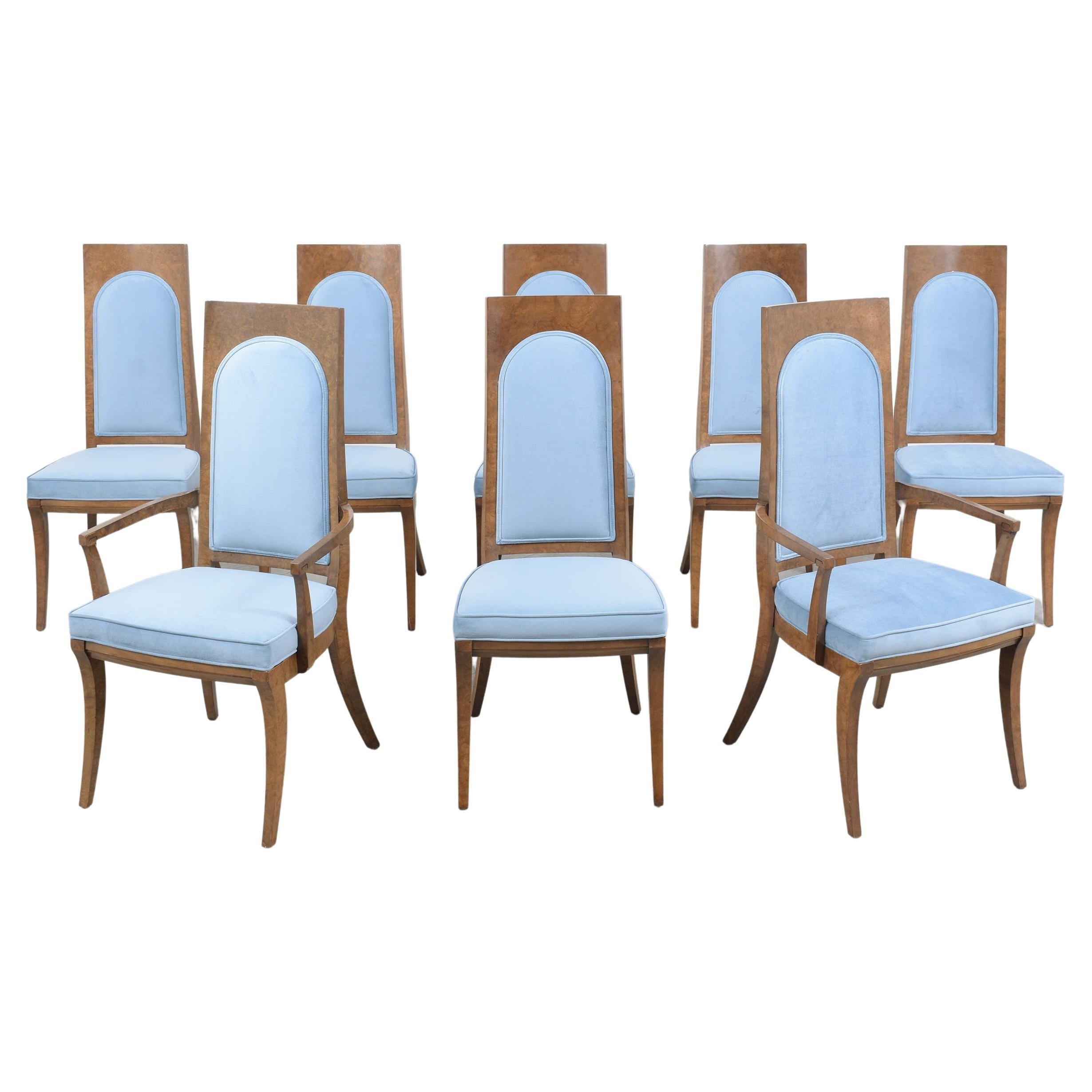 Restored Mid-Century Modern 1960s Mastercraft Solid Wood Dining Chairs Set For Sale