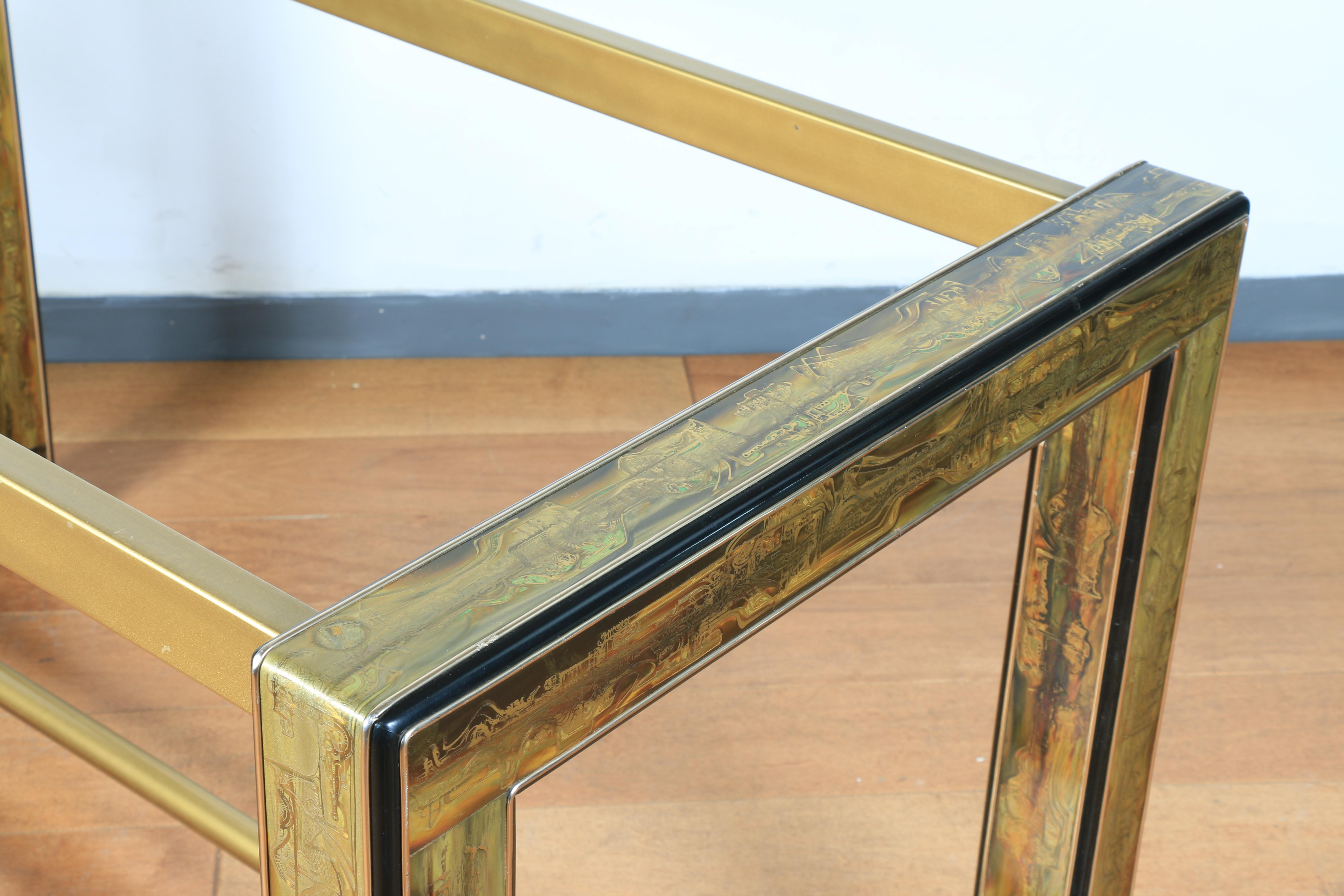Mesa de comedor Mastercraft con tablero de cristal finales del siglo XX en venta