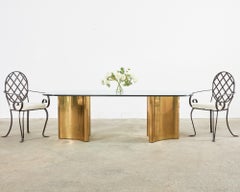 Mastercraft Double Pedestal Brass Trilobi Dining Table