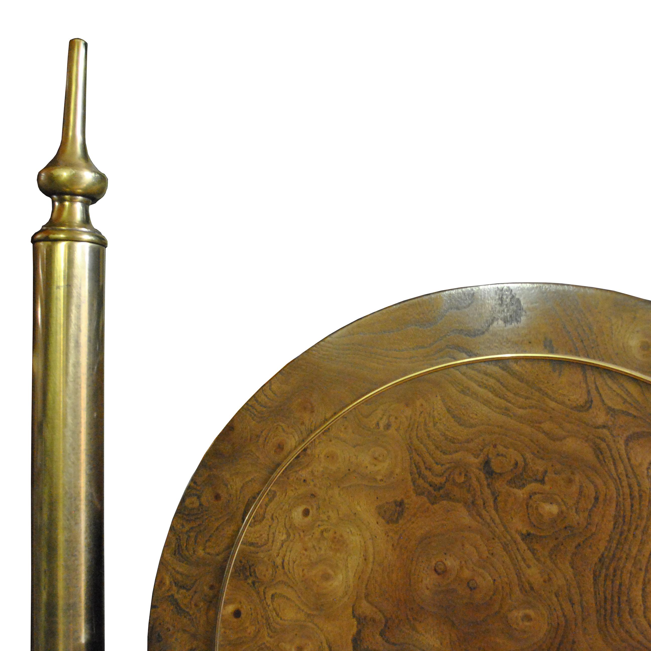 Mid-Century Modern Mastercraft Elegant Burled Amboyna and Brass Headboard For Sale