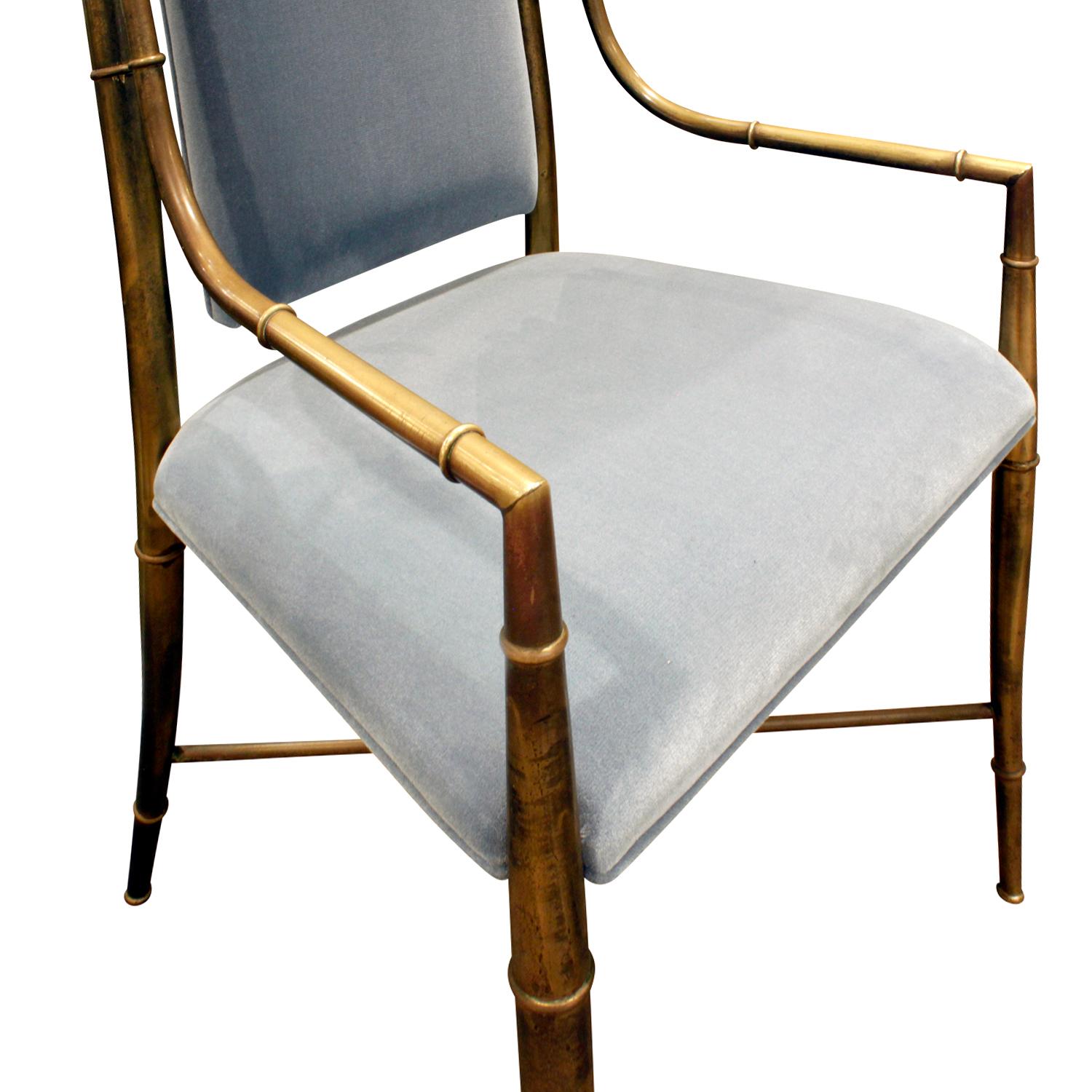 Hand-Crafted Mastercraft Elegant Chair with Bronze Frame with Bamboo Motif 1970s