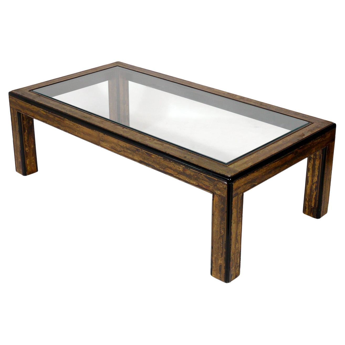 Mastercraft Etched Brass Coffee Table by Bernhard Rohne For Sale