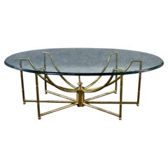 Table basse en laiton et verre faux bambou Mastercraft