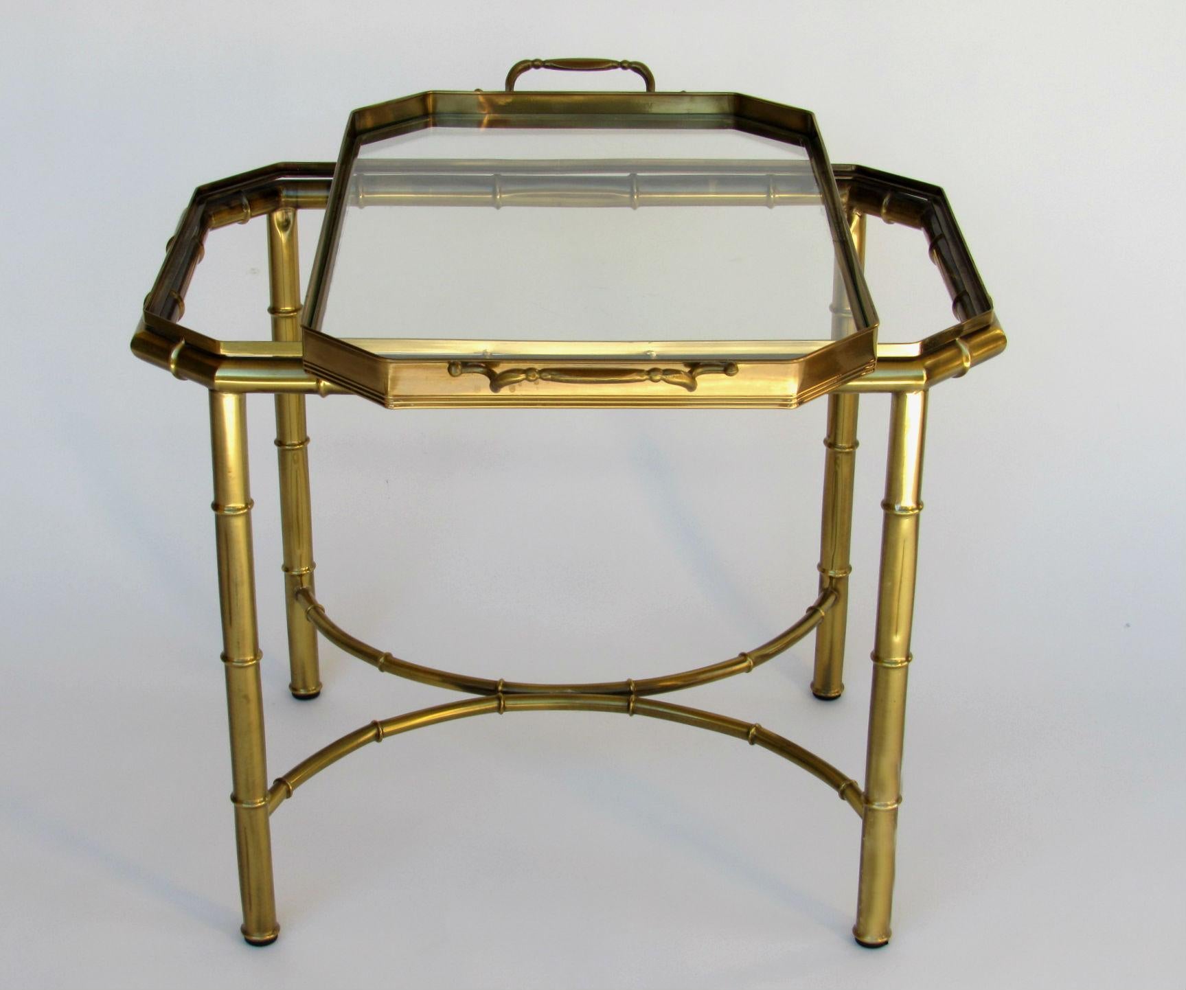 Mid-Century Modern Mastercraft Bamboo Tray Table in Antique Brass, USA, 1960s-1970s
