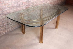 Mastercraft for Baker Furniture Hollywood Regency Brass and Glass Dining Table