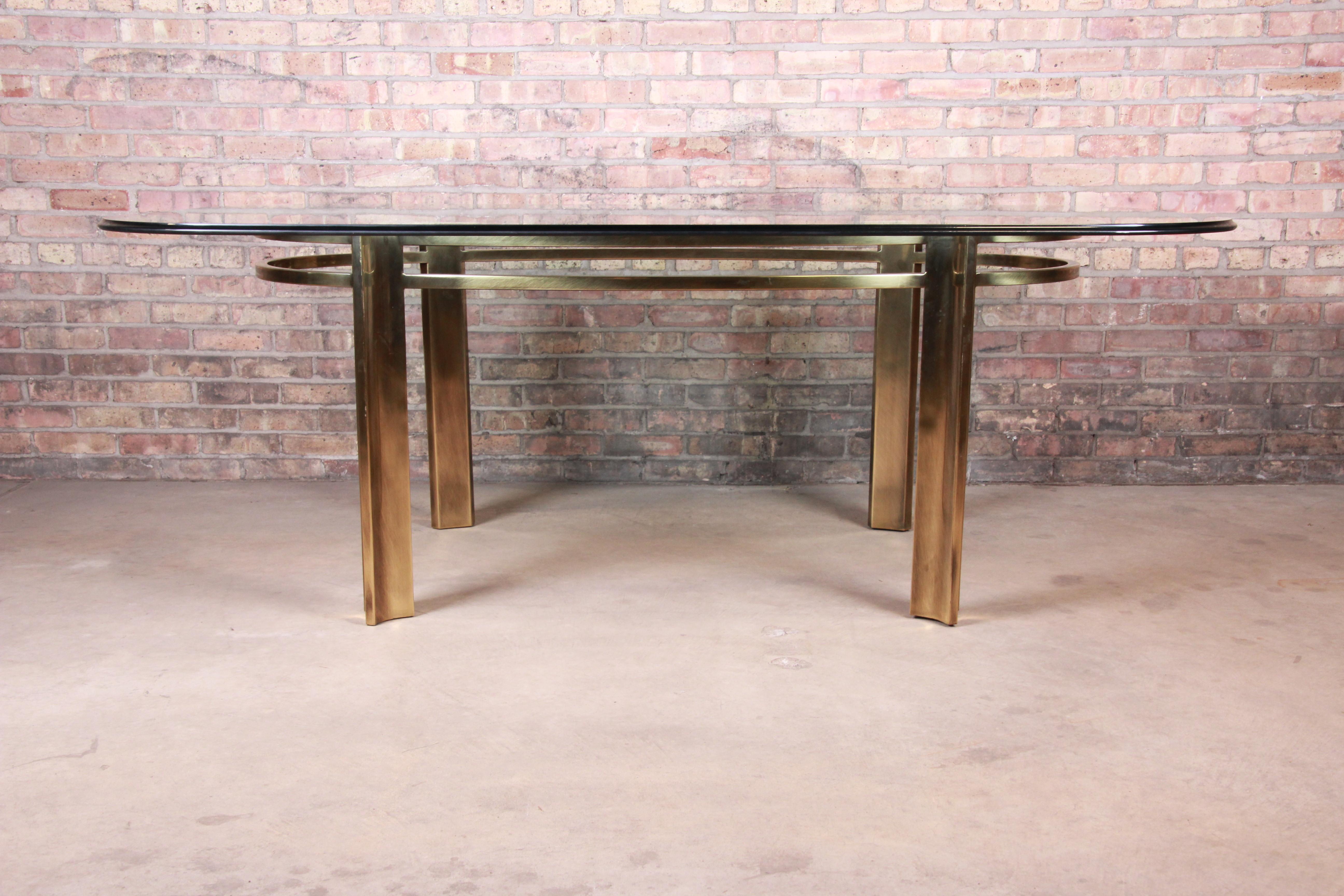 Mid-Century Modern Mastercraft for Baker Furniture Hollywood Regency Brass and Glass Dining Table