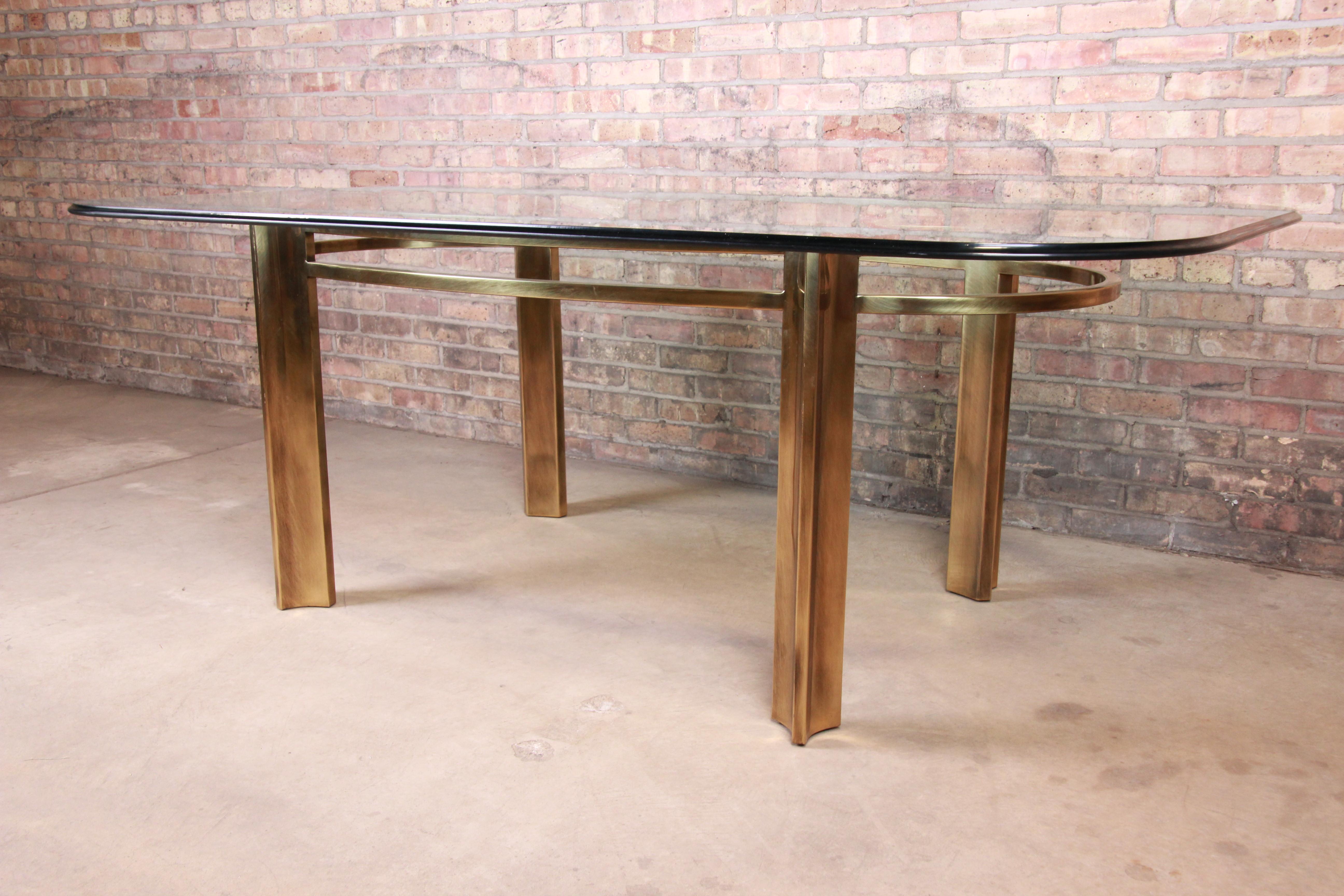 American Mastercraft for Baker Furniture Hollywood Regency Brass and Glass Dining Table