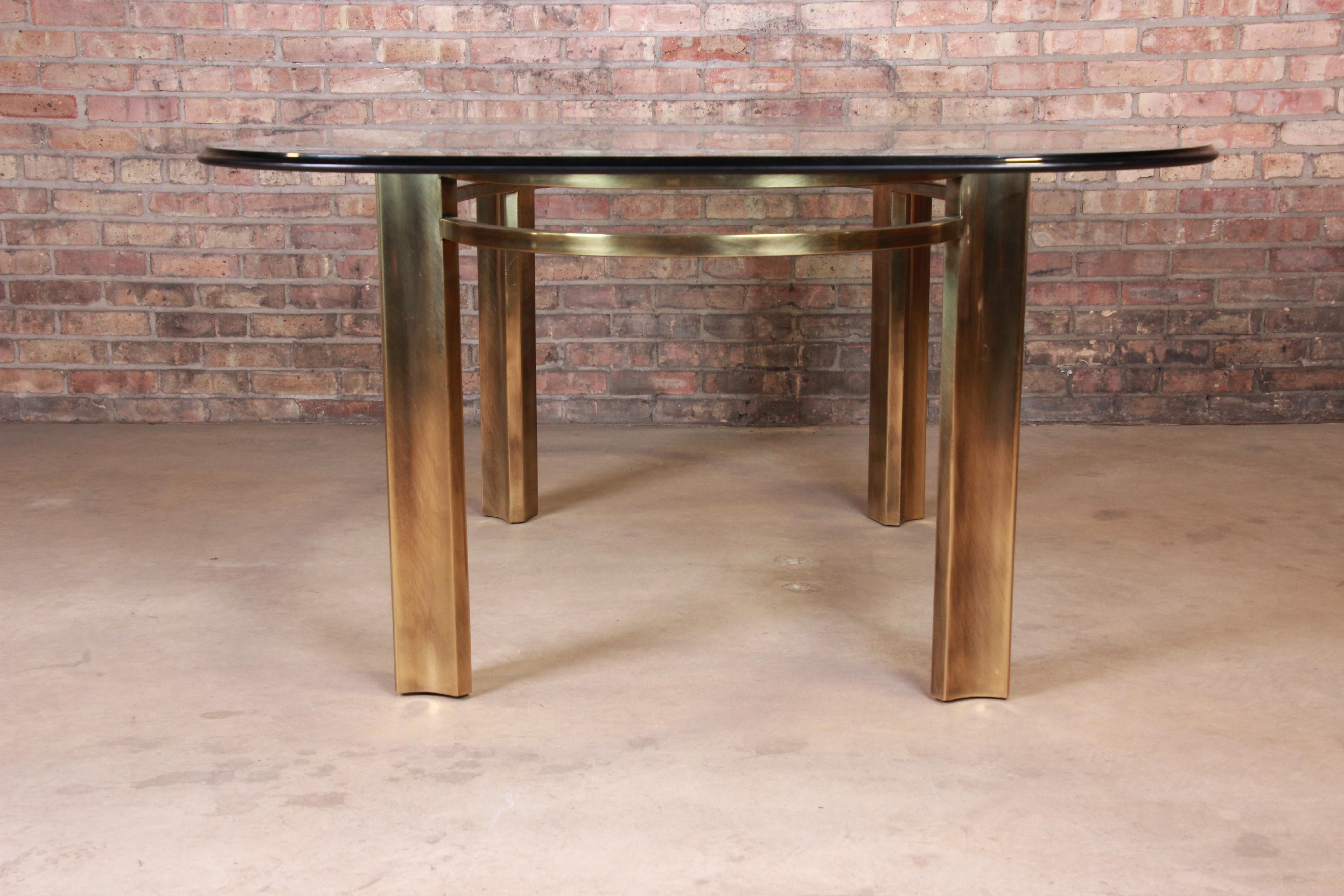 Late 20th Century Mastercraft for Baker Furniture Hollywood Regency Brass and Glass Dining Table