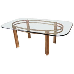 Mastercraft for Baker Furniture Hollywood Regency Brass and Glass Dining Table