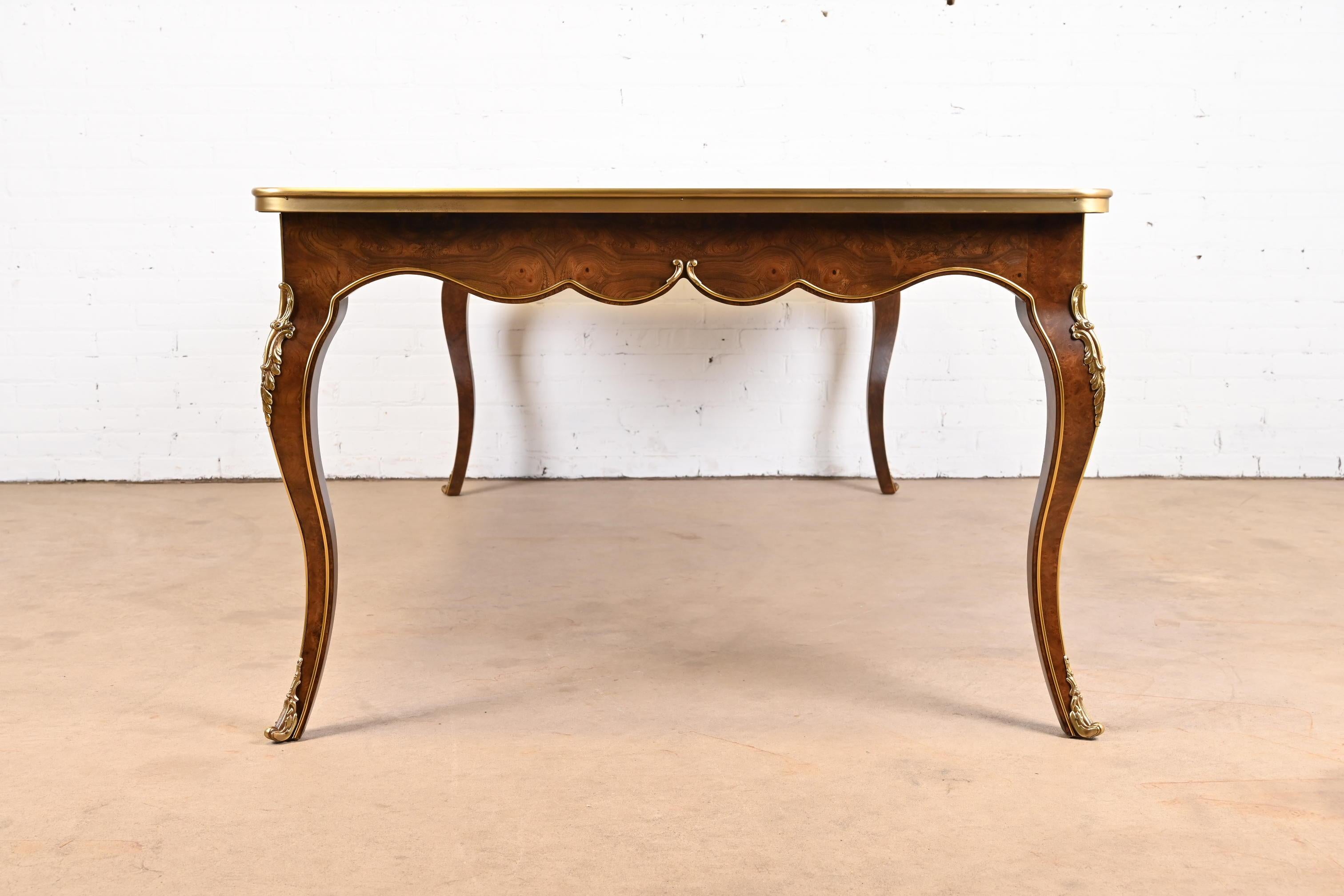 Mastercraft French Louis XV Burl Wood and Brass Extension Dining Table, 1970s For Sale 14