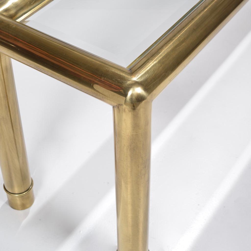 North American Mastercraft Glass Top Brass Tube Console Table