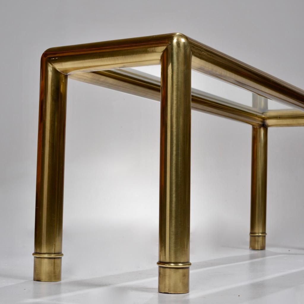 Mastercraft Glass Top Brass Tube Console Table In Good Condition In Los Angeles, CA