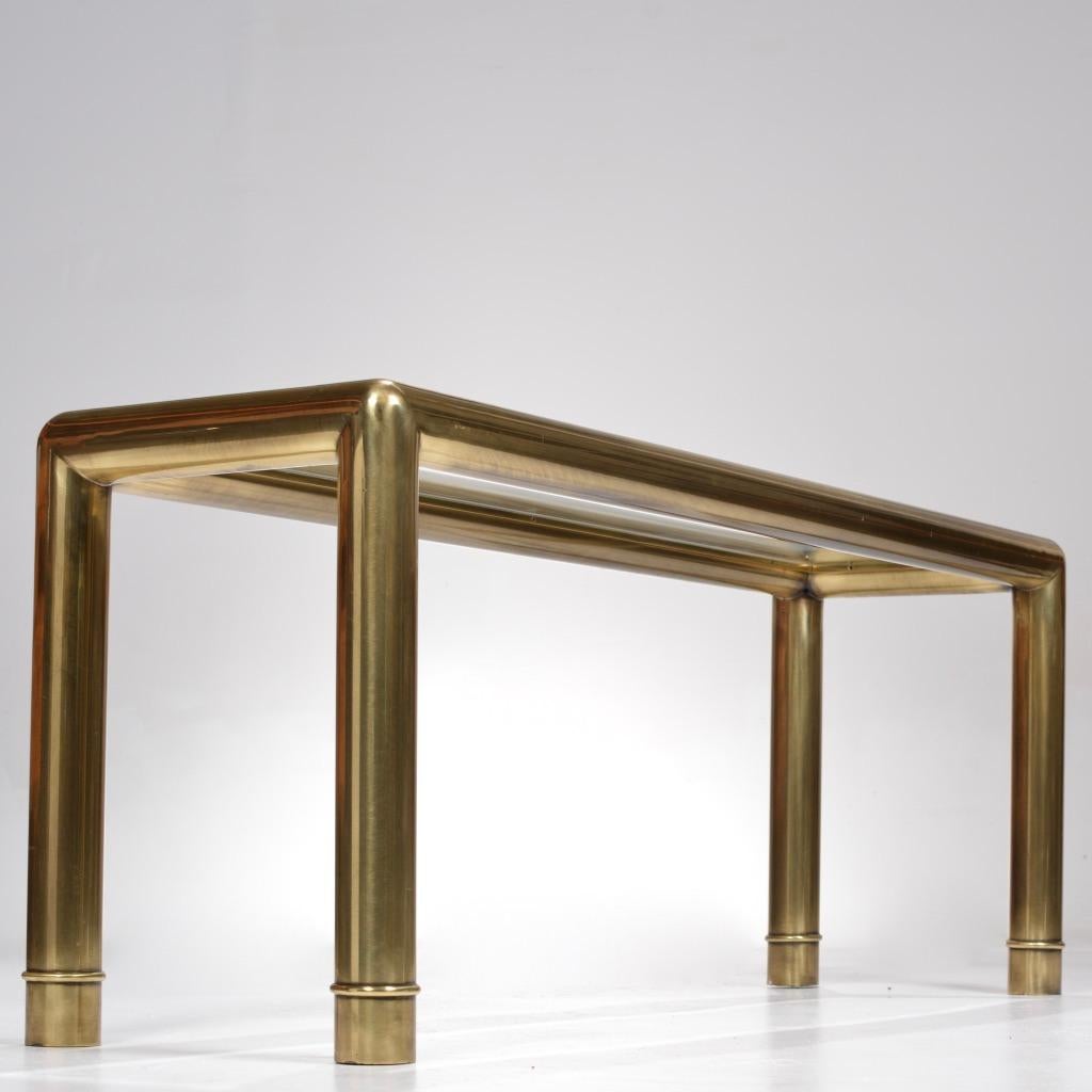 Mastercraft Glass Top Brass Tube Console Table 1
