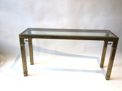 Mastercraft Greek Key Brass And Glass Console