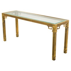 Mastercraft Greek Key Design Antiqued Brass and Glass Console Table