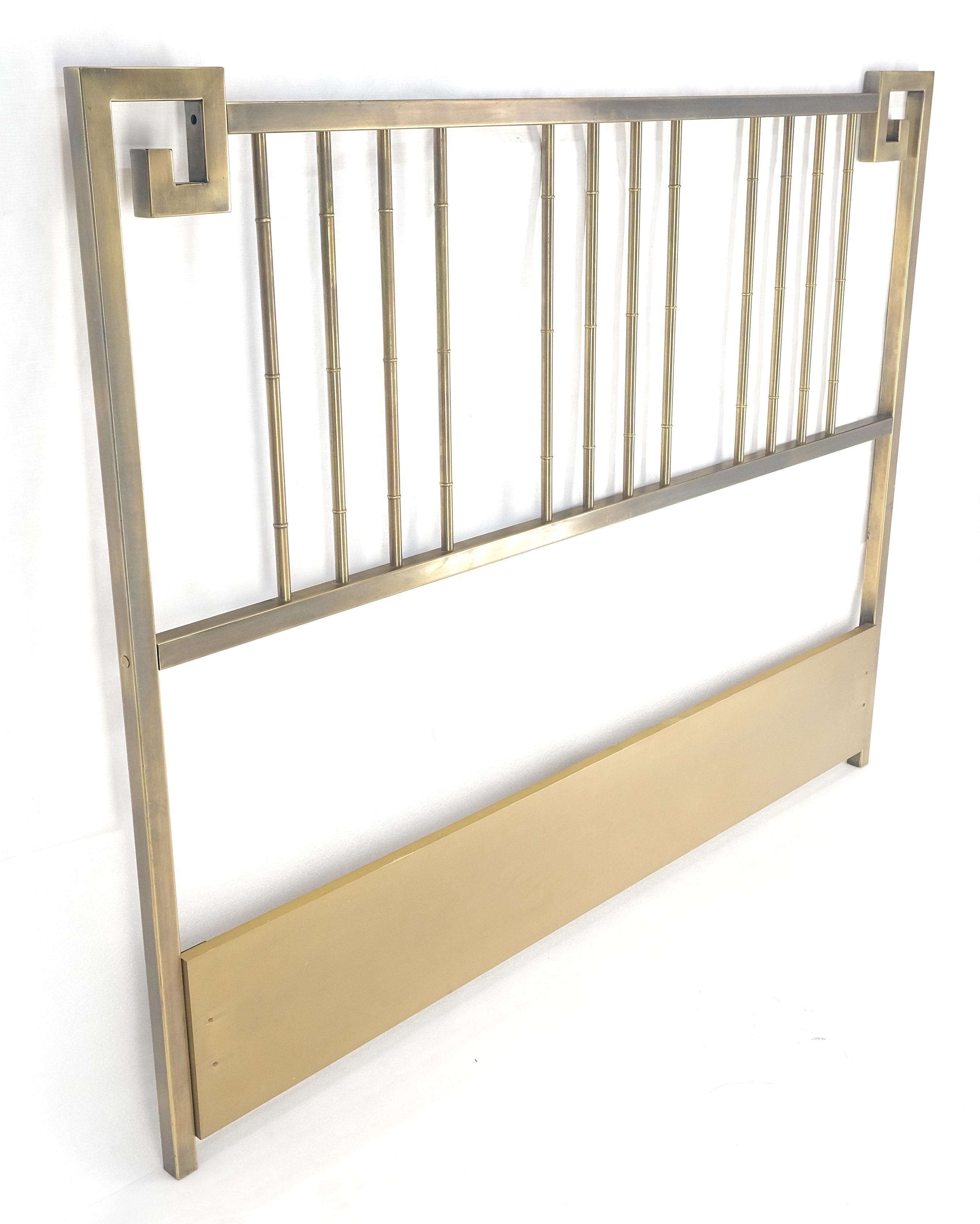 Mid-Century Modern Mastercraft Greek Key Style Mid Century Modern Brass Queen Size Headboard For Sale