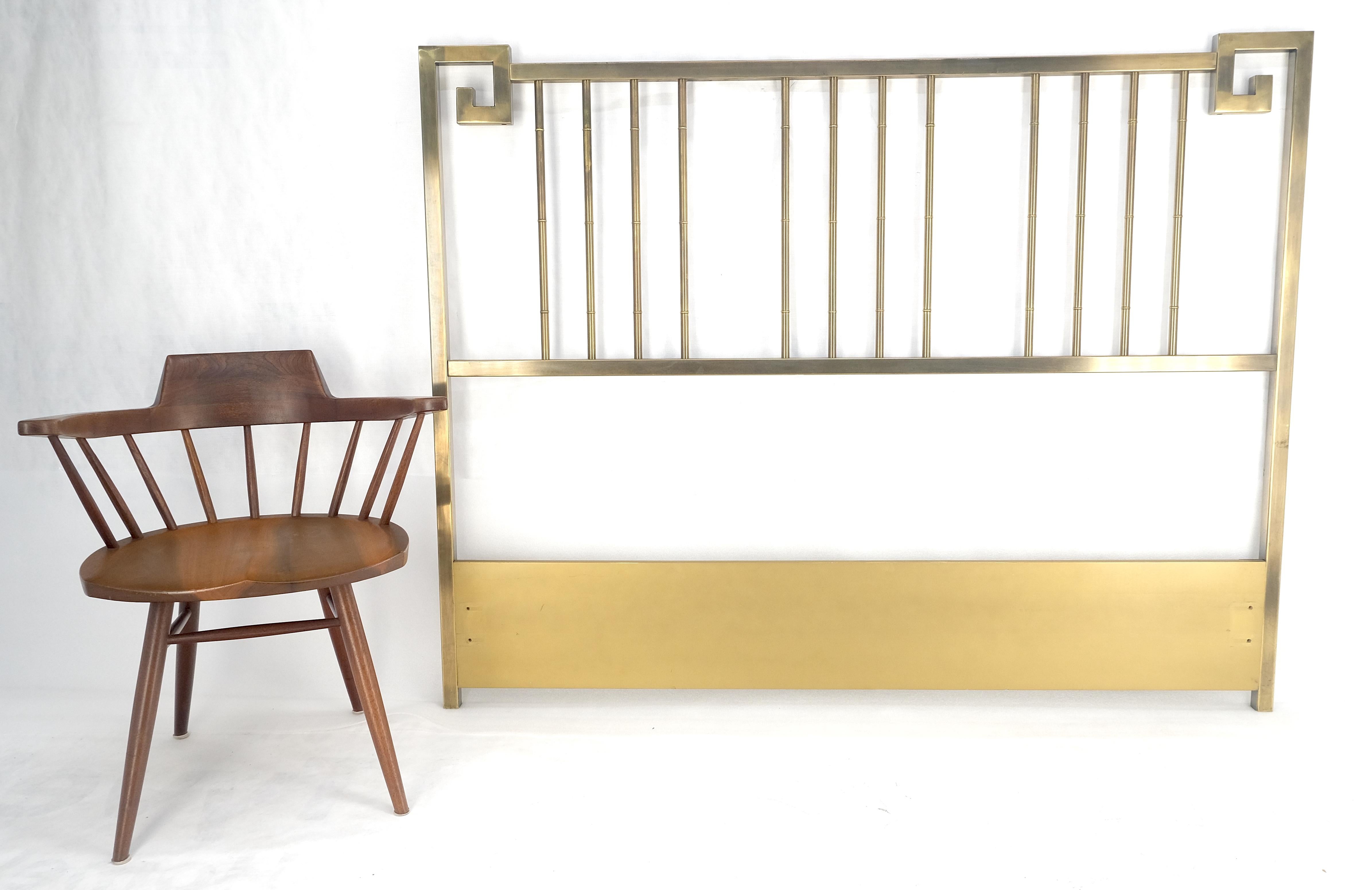 Mastercraft Greek Key Style Mid Century Modern Brass Queen Size Headboard In Good Condition For Sale In Rockaway, NJ