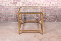 Mastercraft Hollywood Regency Brass and Glass Side Table
