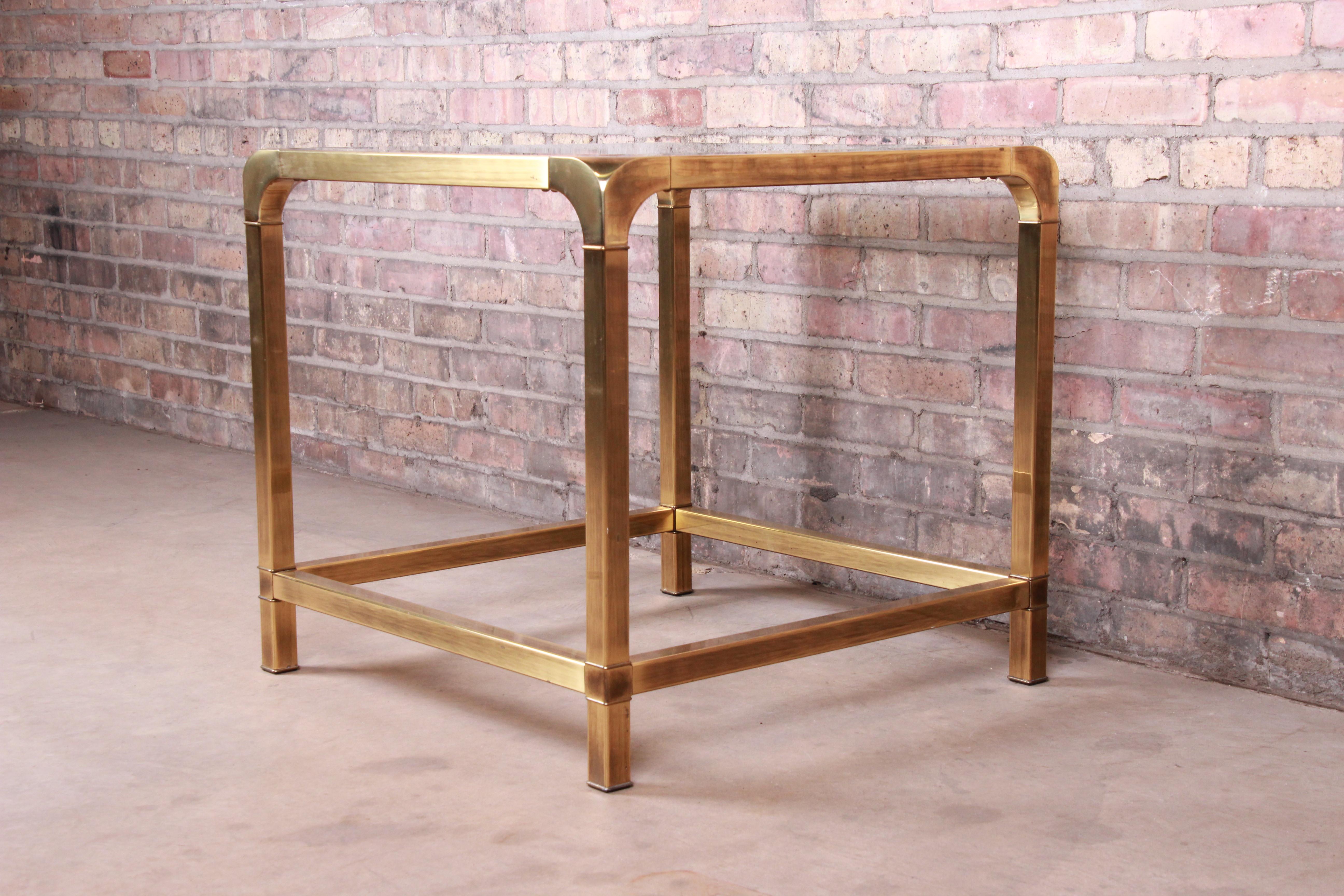 Mid-Century Modern Mastercraft Hollywood Regency Brass and Glass Side Table