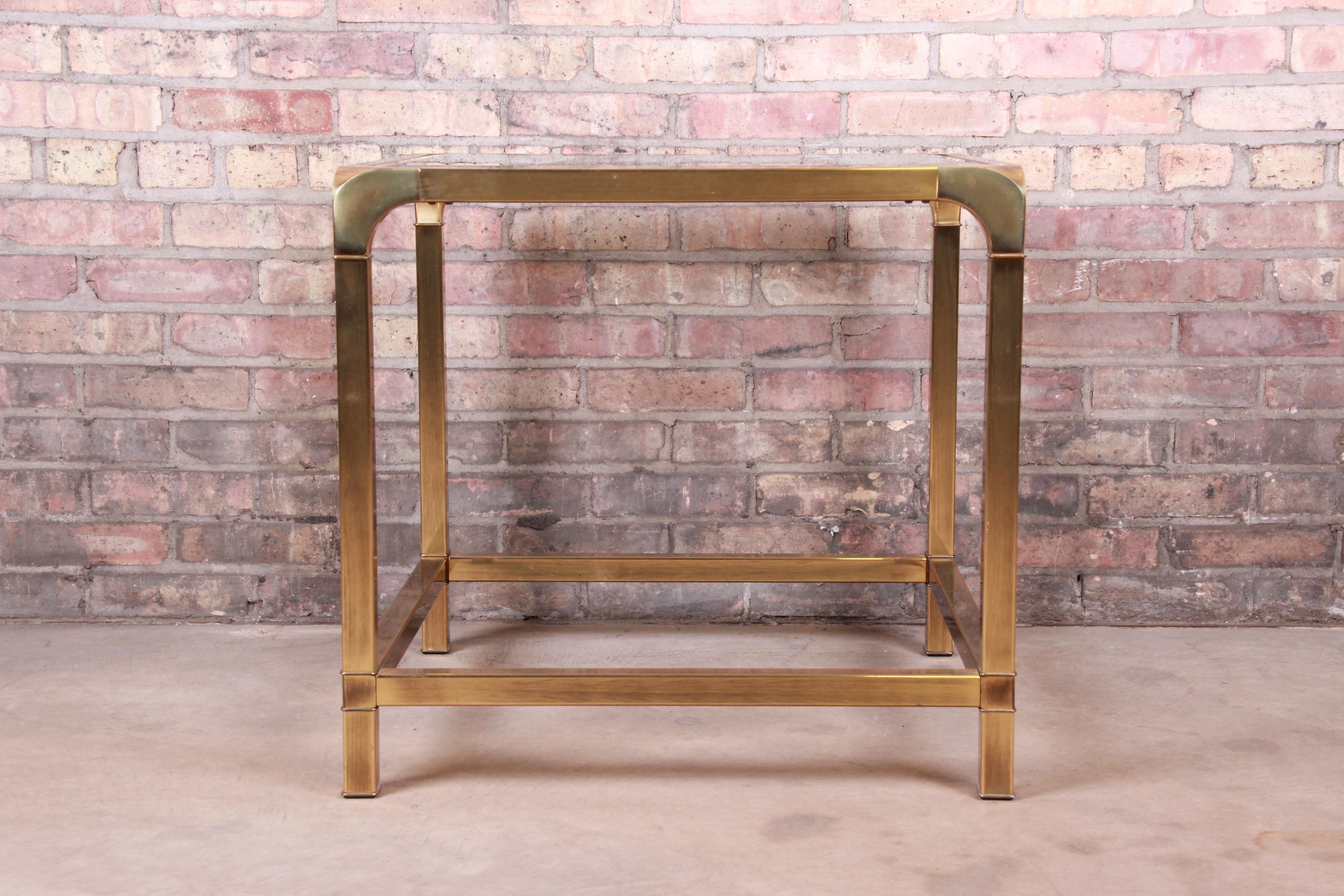 American Mastercraft Hollywood Regency Brass and Glass Side Table