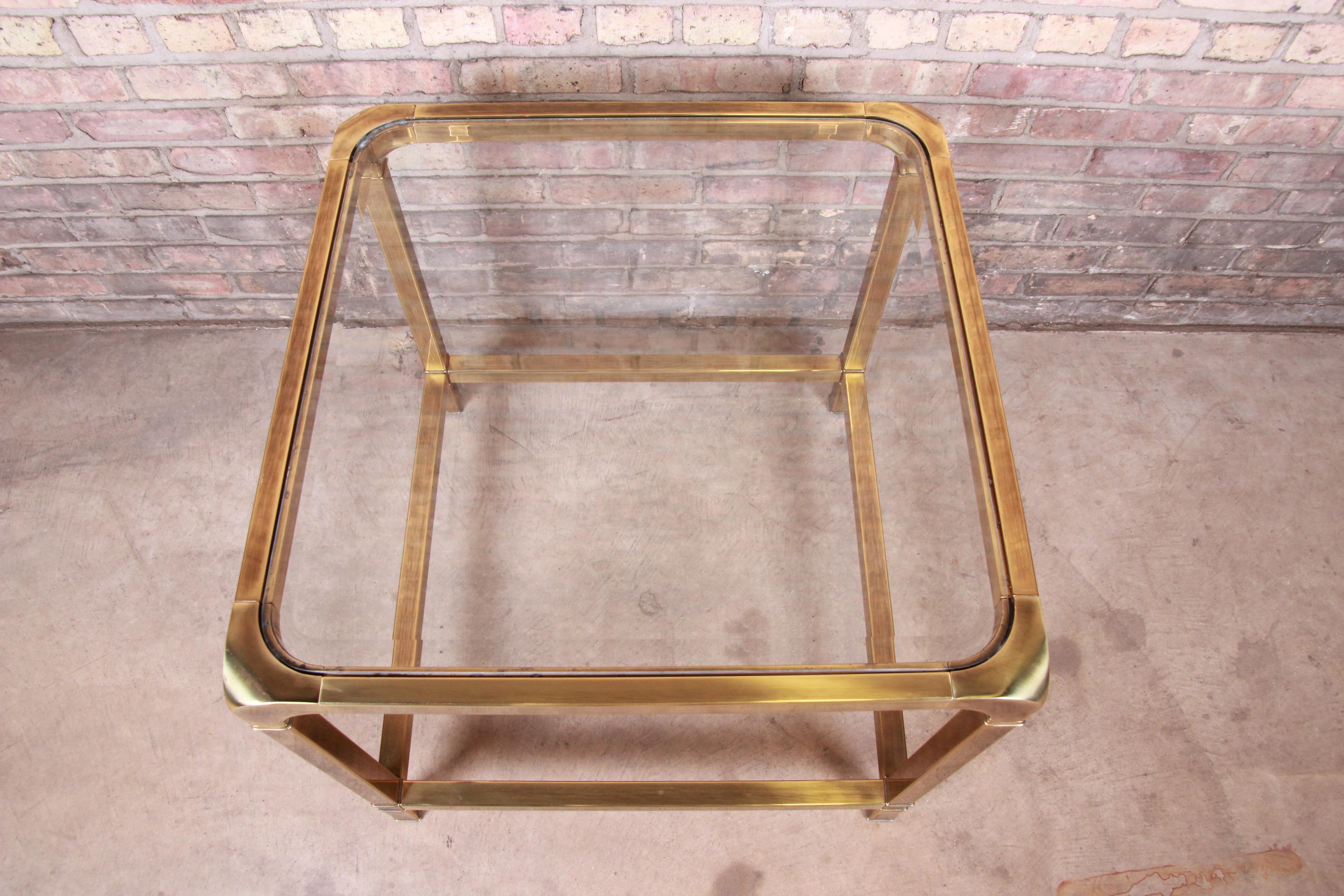 Mastercraft Hollywood Regency Brass and Glass Side Table 3
