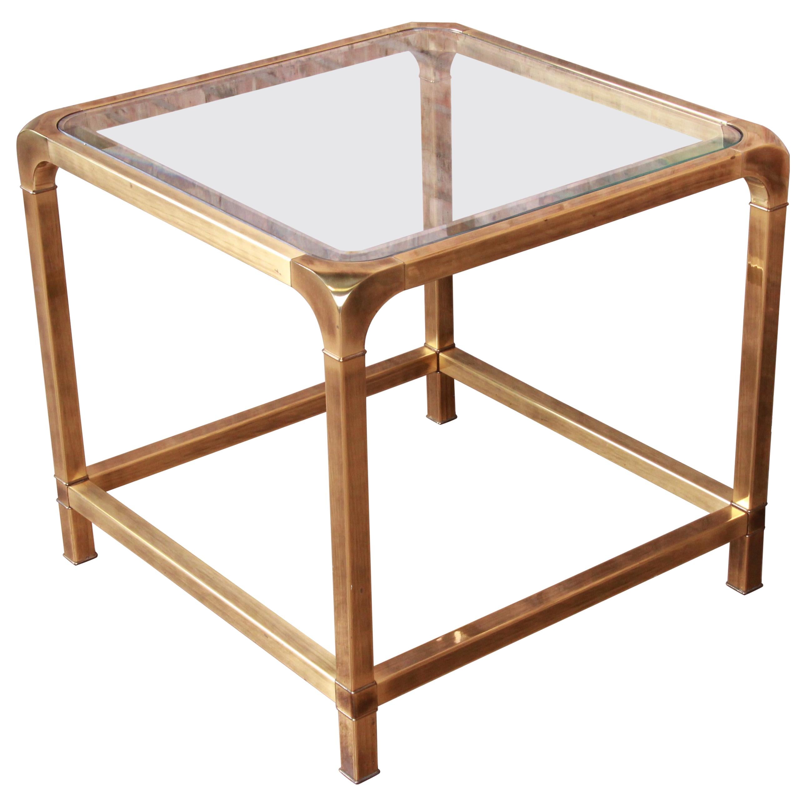 Mastercraft Hollywood Regency Brass and Glass Side Table