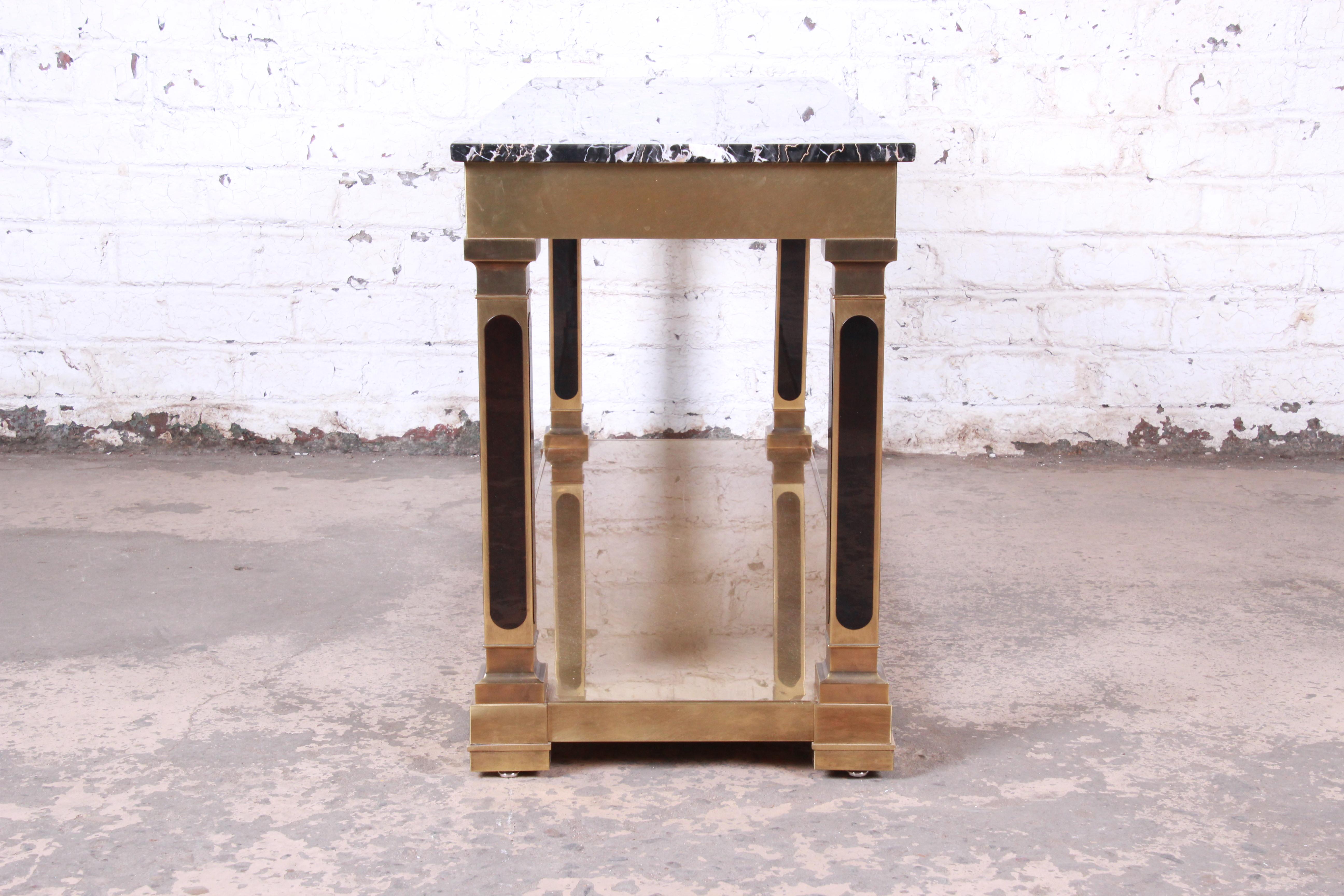 Mastercraft Hollywood Regency Brass and Marble Console or Sofa Table 3