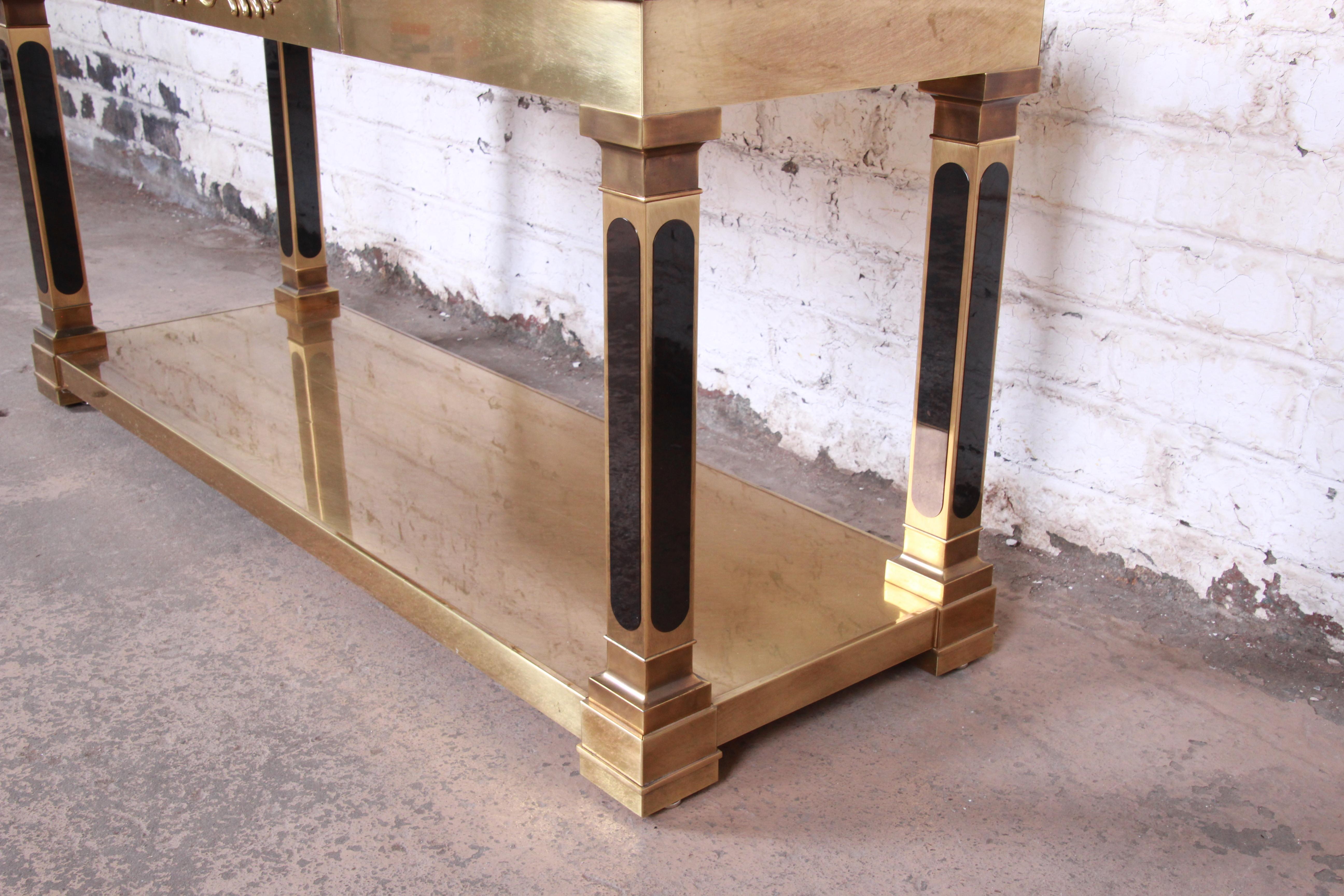 Late 20th Century Mastercraft Hollywood Regency Brass and Marble Console or Sofa Table