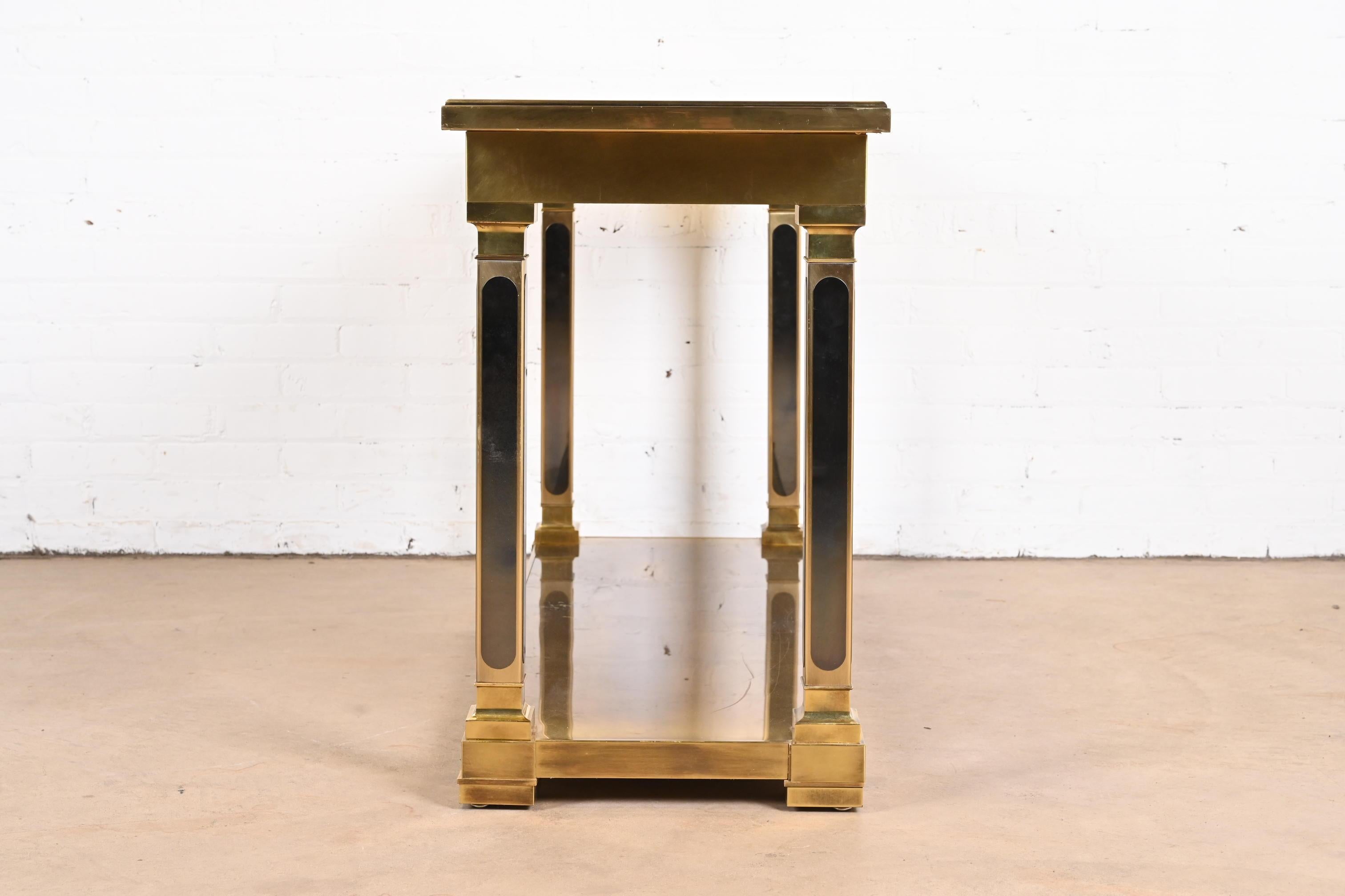 Mastercraft Hollywood Regency Brass and Smoked Glass Console Table, 1970s 5