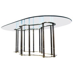 Mastercraft Hollywood Regency Brass Bamboo "Racetrack" Dining Table