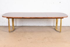 Mastercraft Hollywood Regency Burl Wood and Brass Dining Table, Newly Refinished