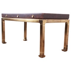 Mastercraft Hollywood Regency Chinoiserie Tortoise Shell and Brass Writing Desk