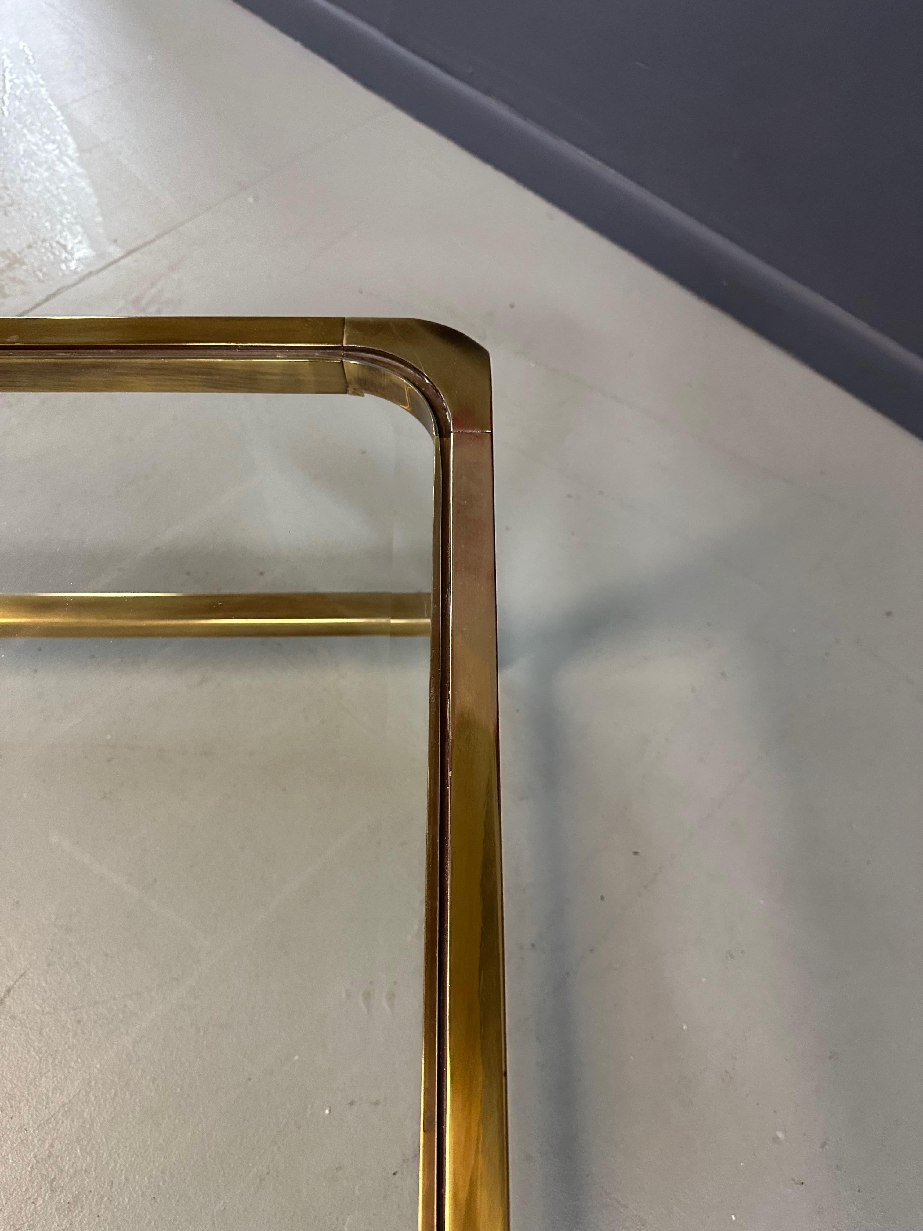 Mastercraft Hollywood Regency Extra-Large Square Brass and Glass Coffee Table In Good Condition In Philadelphia, PA