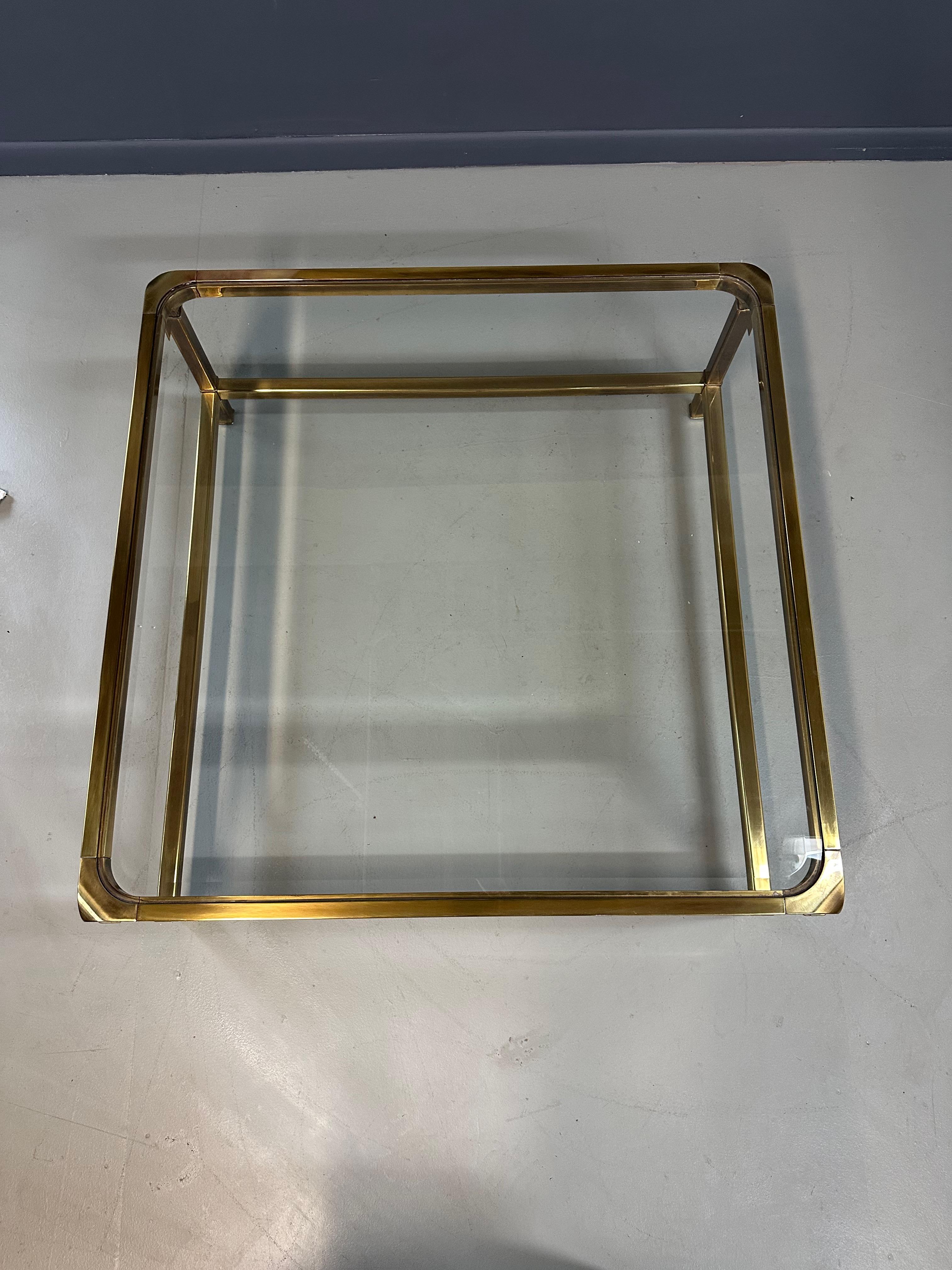 Mastercraft Hollywood Regency Extra-Large Square Brass and Glass Coffee Table 4