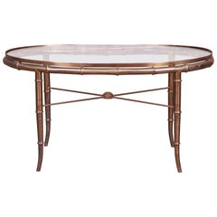 Mastercraft Hollywood Regency Faux Bamboo Brass and Glass Cocktail Table