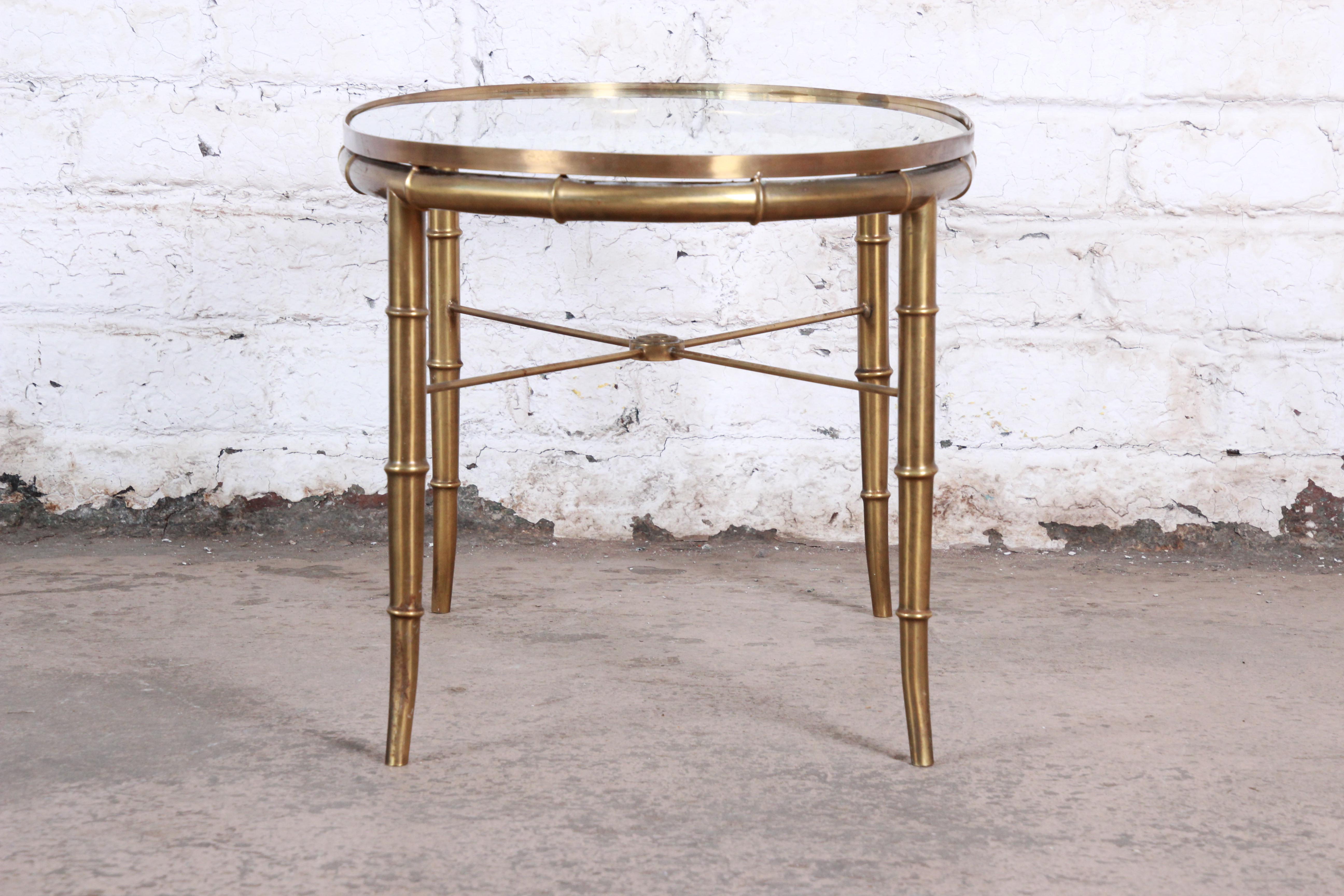 Late 20th Century Mastercraft Hollywood Regency Faux Bamboo Brass Cocktail Table