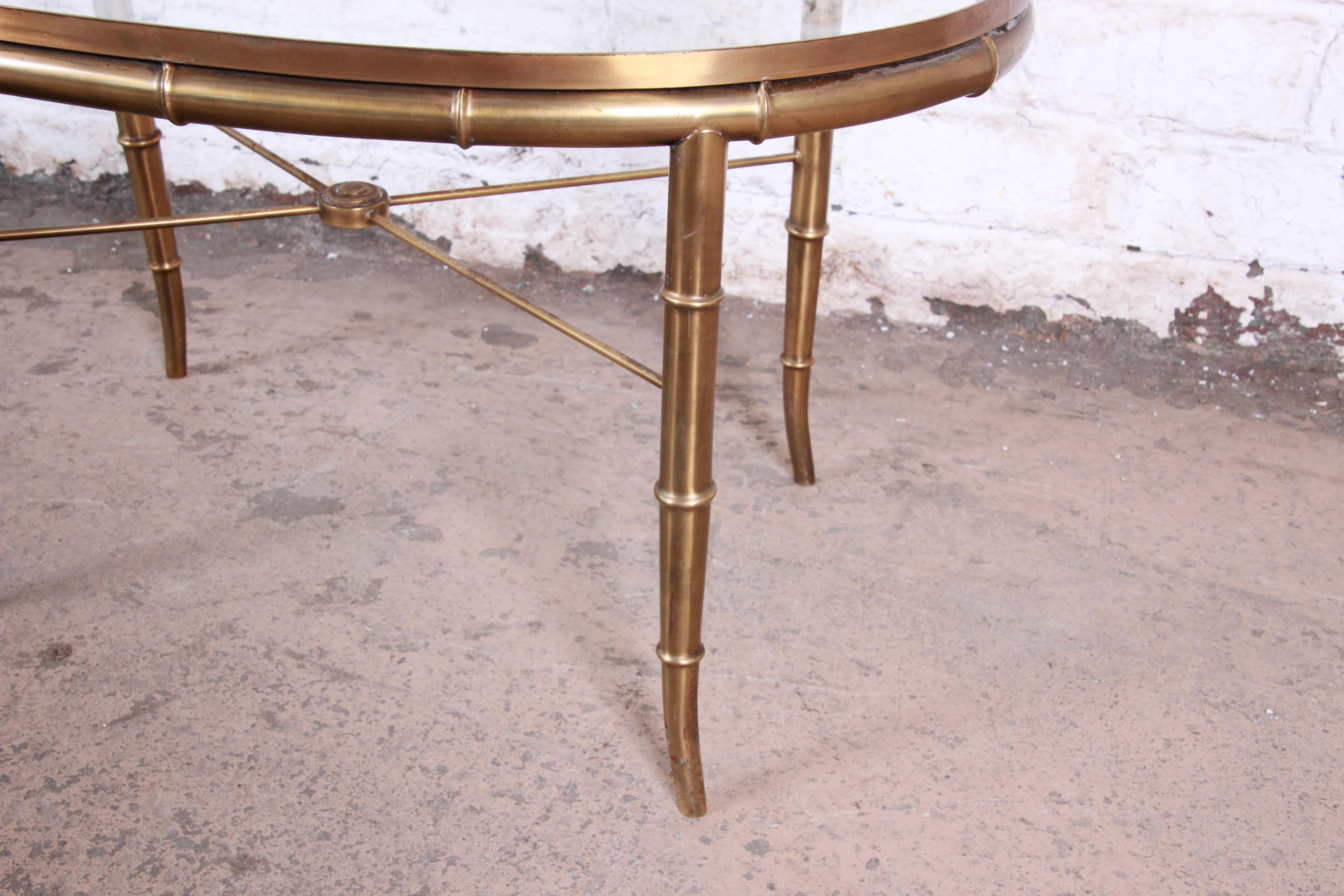 Mastercraft Hollywood Regency Faux Bamboo Brass Cocktail Table 1