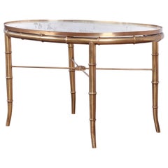 Mastercraft Hollywood Regency Faux Bamboo Brass Cocktail Table