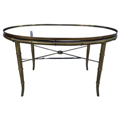 Retro Mastercraft Hollywood Regency Faux Bamboo Brass Cocktail Table