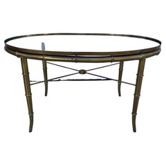 Mastercraft Hollywood Regency Faux Bamboo Brass Cocktail Table