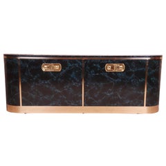 Mastercraft Hollywood Regency Faux Marble and Brass Sideboard Credenza
