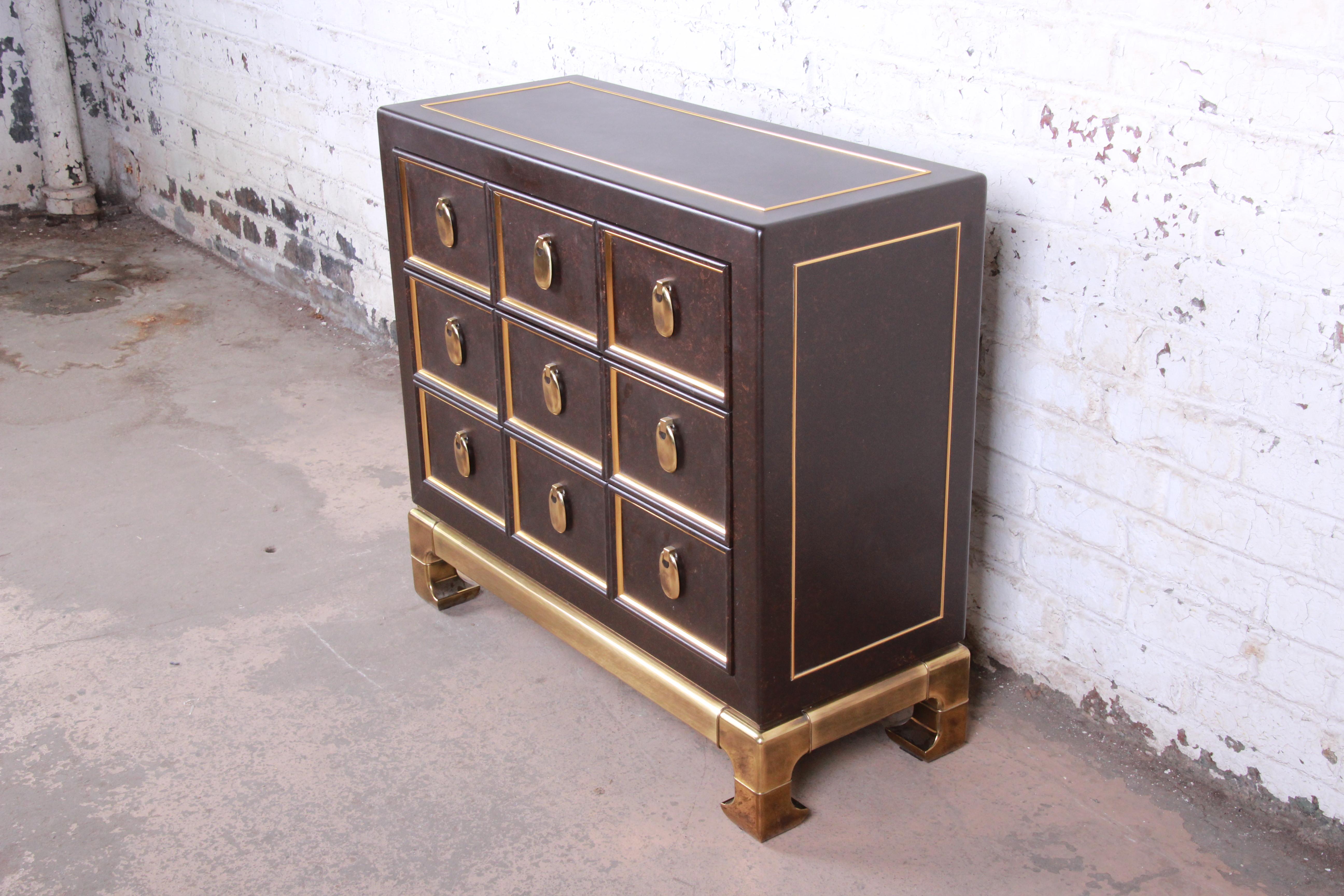 Mid-Century Modern Mastercraft Hollywood Regency Faux Tortoise Shell and Brass Chest of Drawers