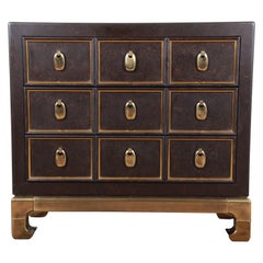 Mastercraft Hollywood Regency - Commode en laiton et en fausse écaille de tortue