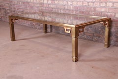 Mastercraft Hollywood Regency Greek Key Brass and Glass Cocktail Table, 1970s