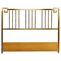 Mastercraft Hollywood Regency Greek Key Style Brass Queen Headboard Bed