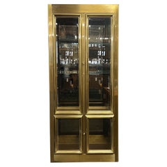 Mastercraft Hollywood Regency Style Brass and Glass Vitrine or Display Cabinet