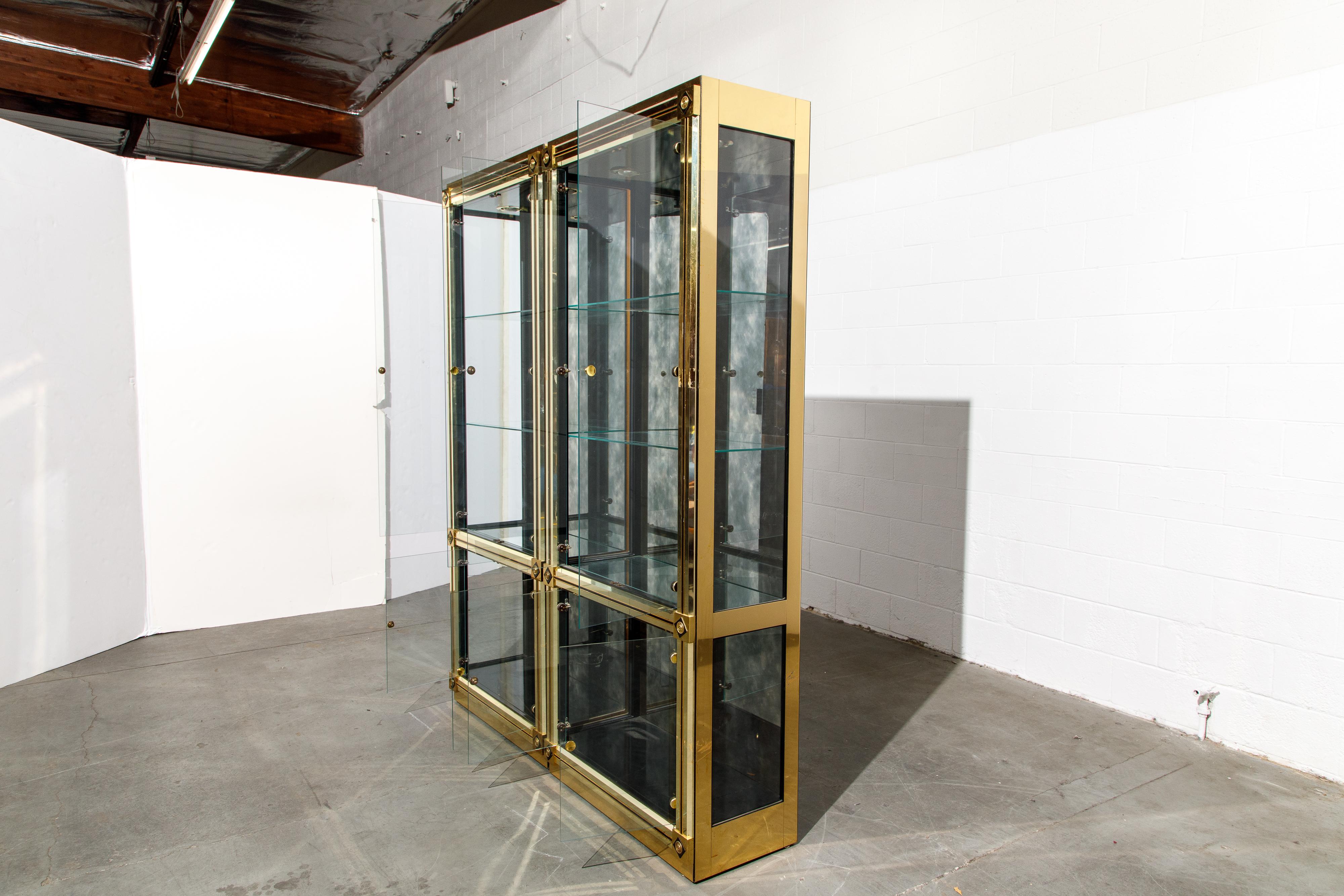 Mastercraft Illuminated Brass Display Cabinets, circa 1980, Pair Available 4