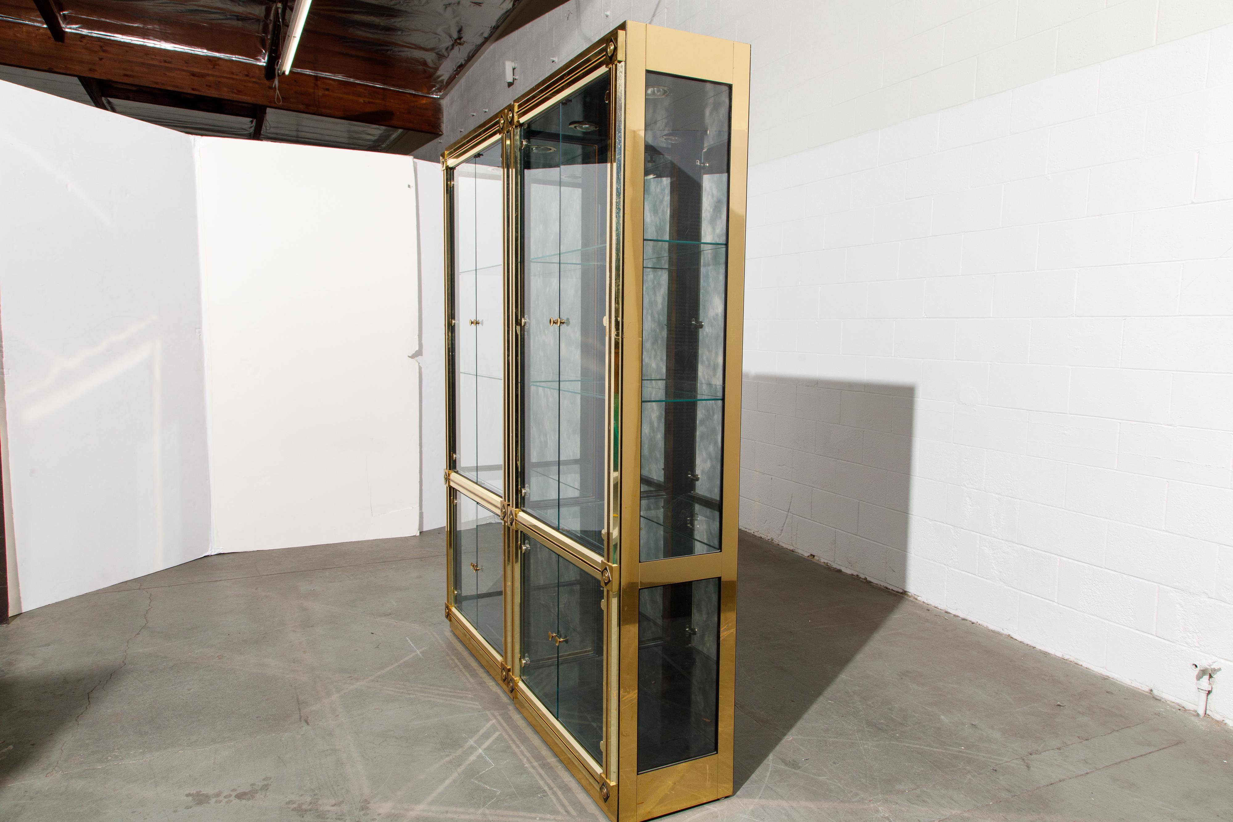 Mastercraft Illuminated Brass Display Cabinets, circa 1980, Pair Available 5