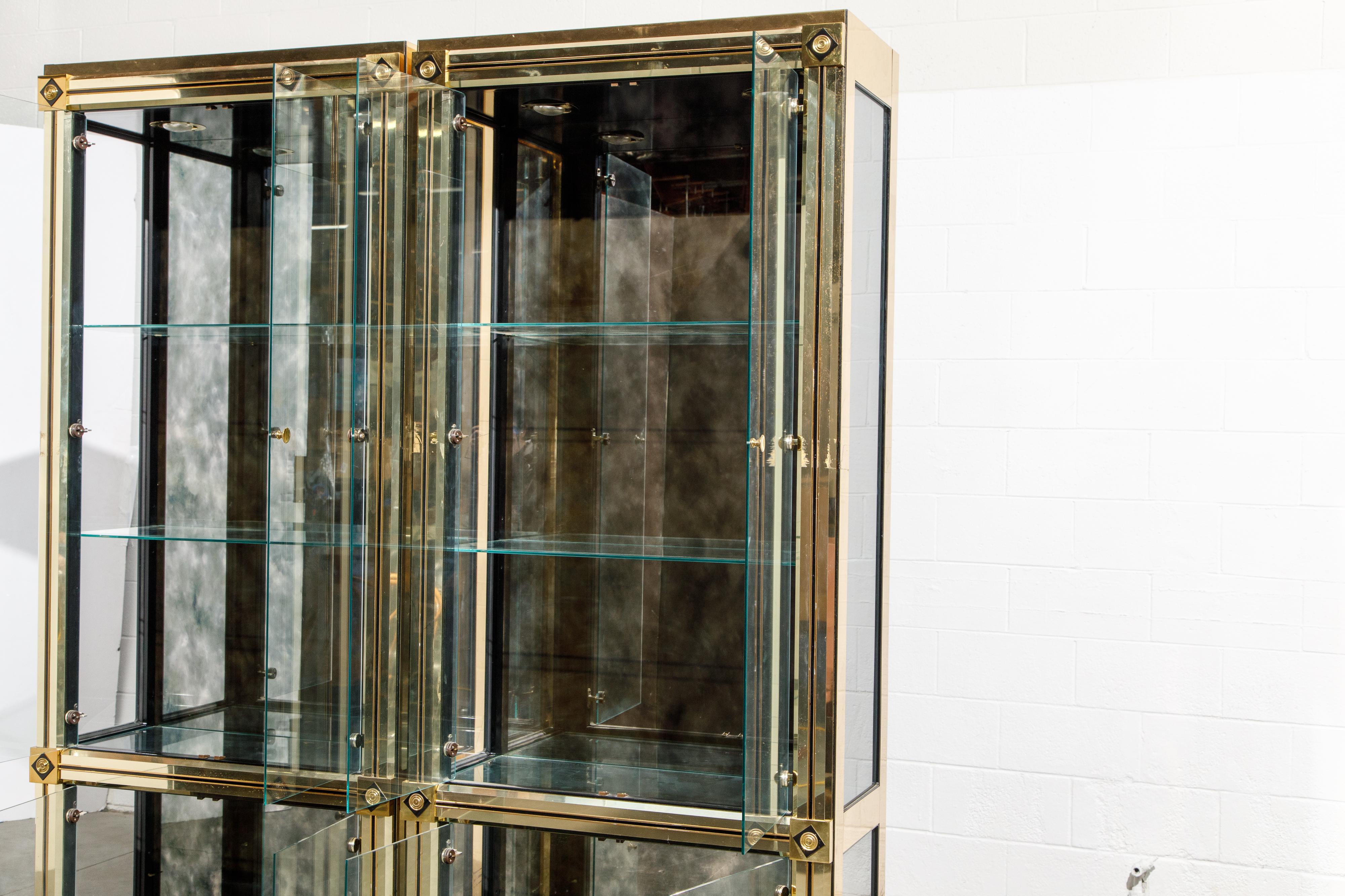 Mastercraft Illuminated Brass Display Cabinets, circa 1980, Pair Available 7